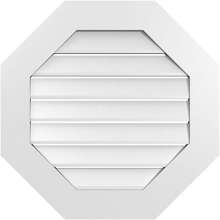 Ekena Millwork Octagonal Surface Mount PVC Gable Vent: Functional, w/ 3-1/2"W x 1"P Standard Frame, 26"W x 26"H GVPOC26X2601SF
